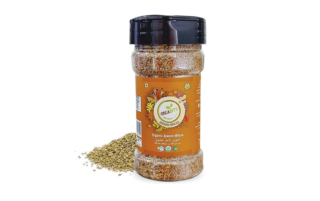 Orgabite Organic Ajwain Whole    Plastic Jar  100 grams